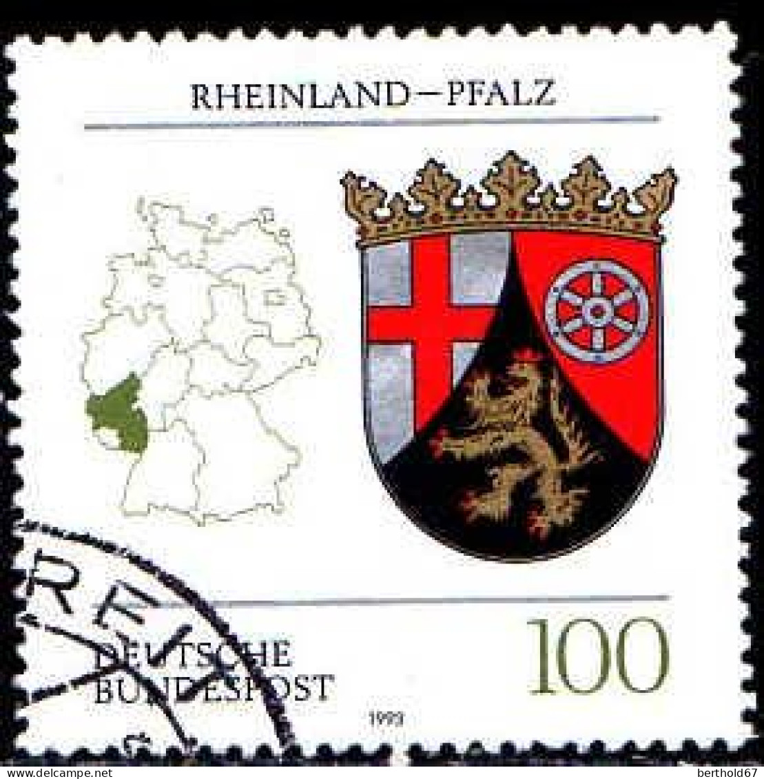 RFA Poste Obl Yv:1527 Mi:1664 Rheinland-Pfalz Armoiries (Beau Cachet Rond) (Thème) - Francobolli