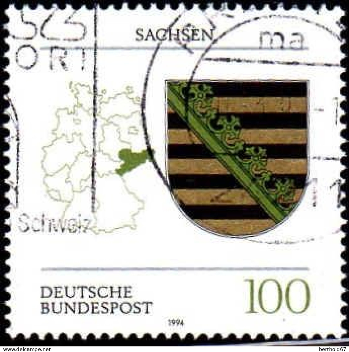 RFA Poste Obl Yv:1554 Mi:1713 Sachsen Armoiries (Beau Cachet Rond) (Thème) - Briefmarken