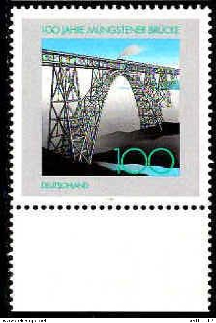 RFA Poste N** Yv:1759 Mi:1931 100.Jahre Müngstener Brücke (Bord De Feuille) (Thème) - Ponti
