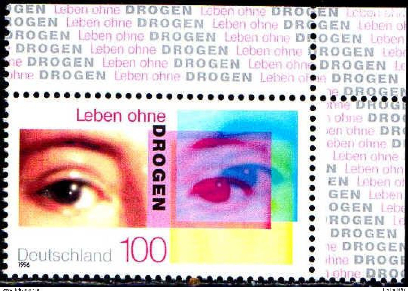 RFA Poste N** Yv:1714 Mi:1882 Leben Ohne Drogen Coin D.feuille (Thème) - Drogen