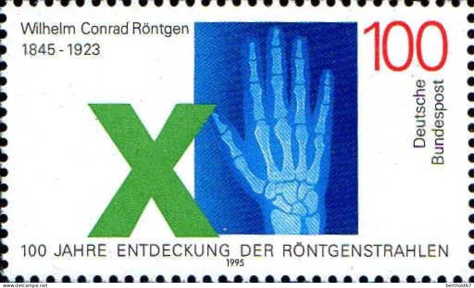 RFA Poste N** Yv:1616 Mi:1784 Wilhelm Conrad Röntgen (Thème) - Médecine