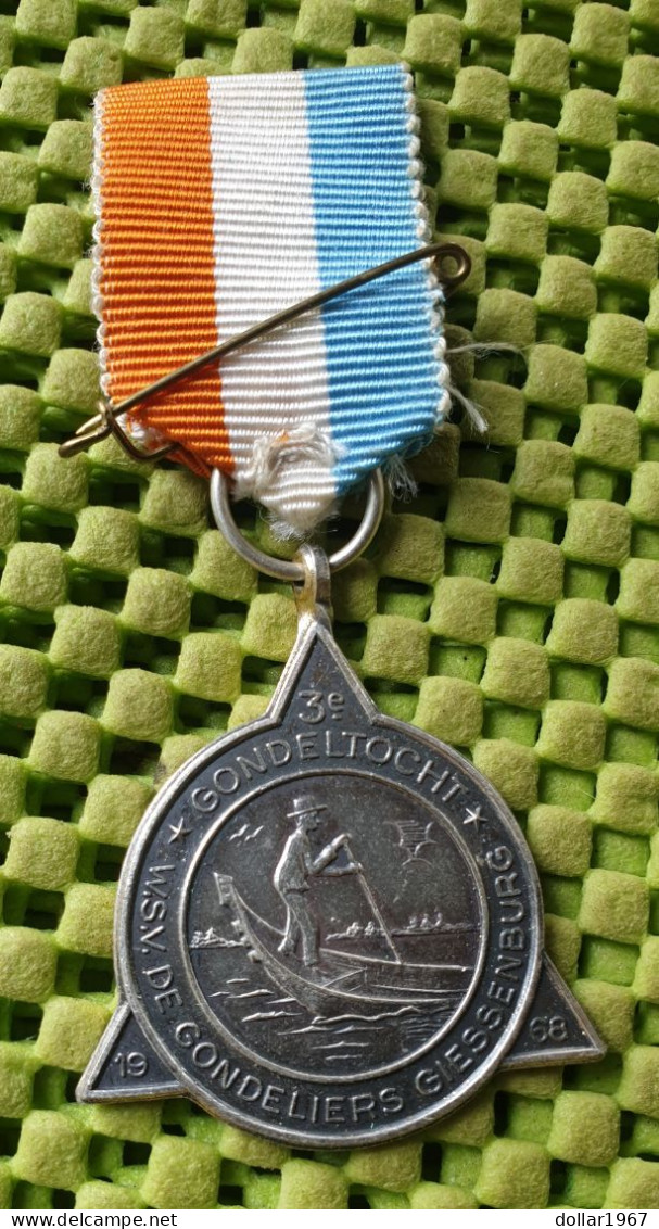 Medaile : 3.e Gondelt., W.S.V. Gondeliers Hardinxveld-Giessendam 1968 -  Original Foto  !!  Medallion  Dutch - Otros & Sin Clasificación