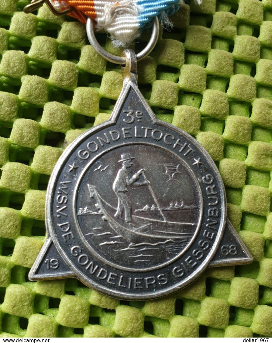 Medaile : 3.e Gondelt., W.S.V. Gondeliers Hardinxveld-Giessendam 1968 -  Original Foto  !!  Medallion  Dutch - Otros & Sin Clasificación