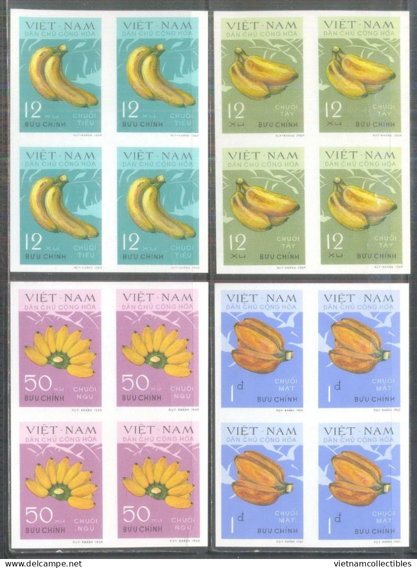 Blocks 4 Of North Vietnam Viet Nam MNH Imperf Stamps 1970 : Fruit / Vietnamese Banana (Ms245) - Vietnam