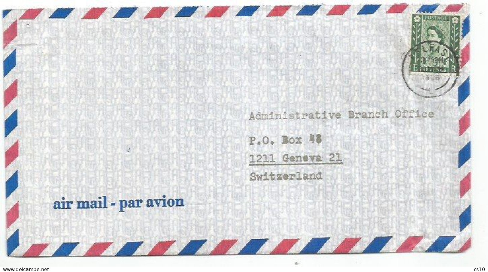 UK Britain AirMail CV Belfast 28march 1966 X Suisse With Regional Ireland D9 Solo Franking - Brieven En Documenten