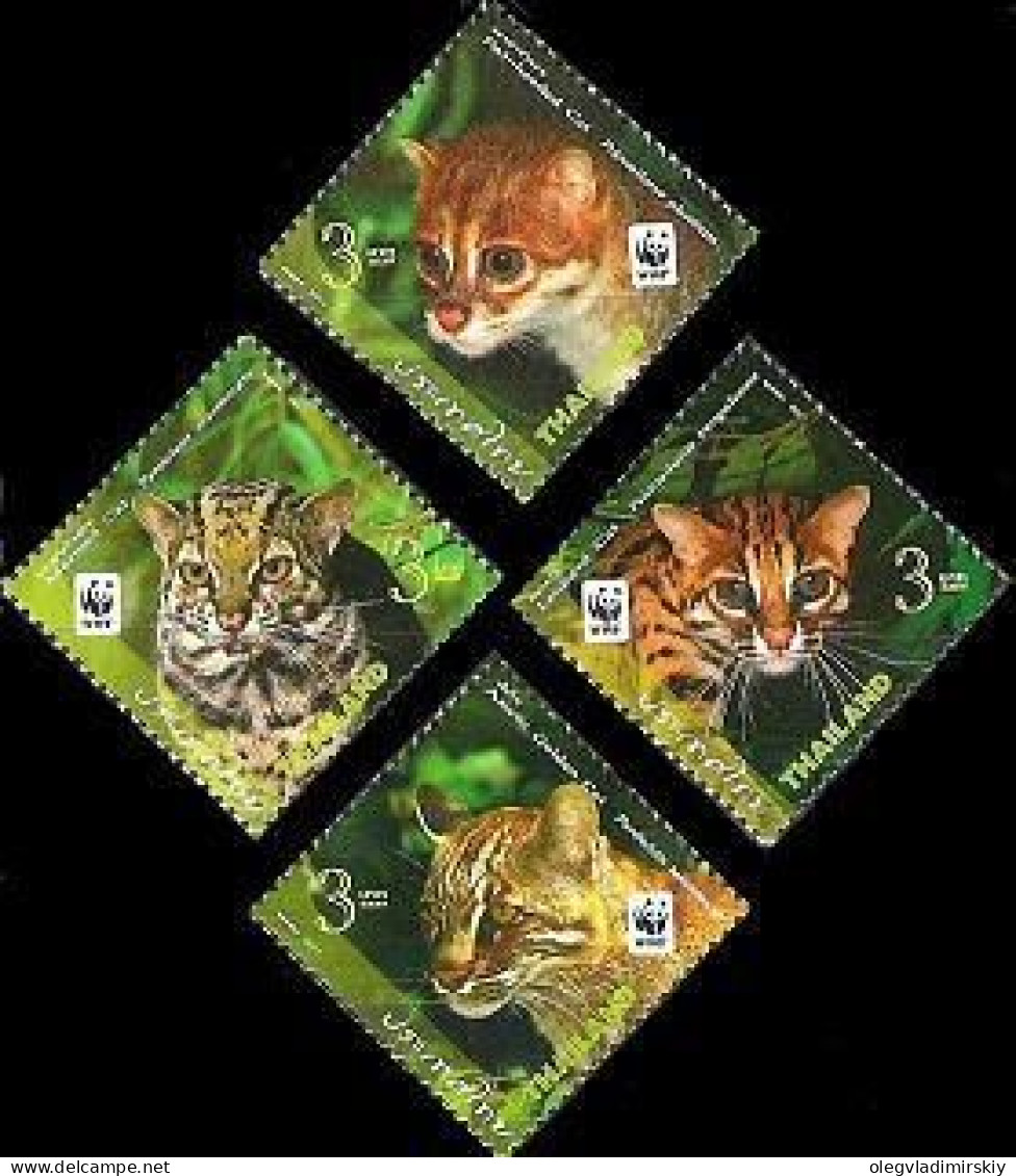 Thailand 2011 50 Years Of WWF Wild Cats Set Of 4 Stamps MNH - Félins