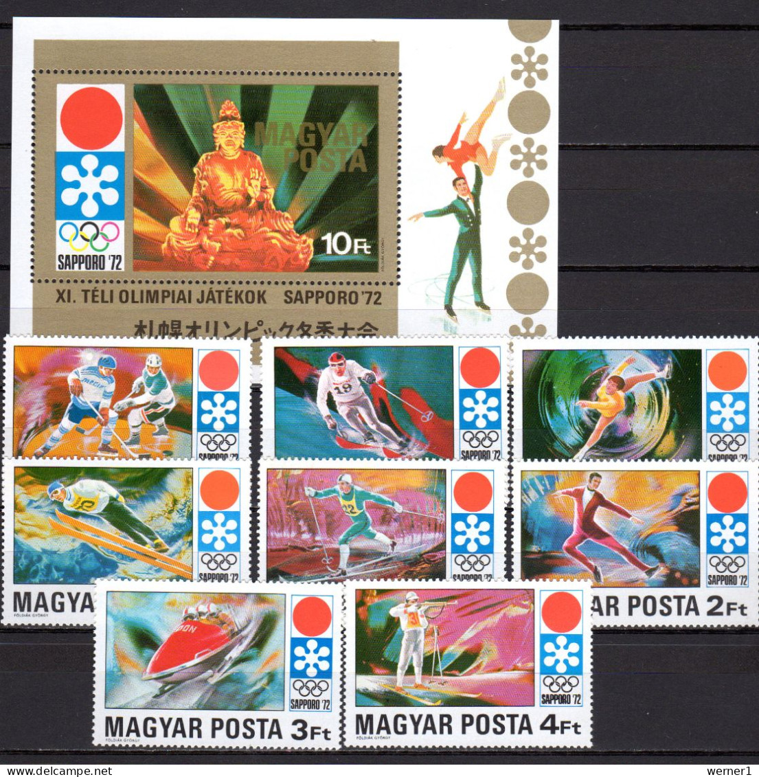 Hungary 1971 Olympic Games Sapporo Set Of 8 + S/s MNH - Winter 1972: Sapporo