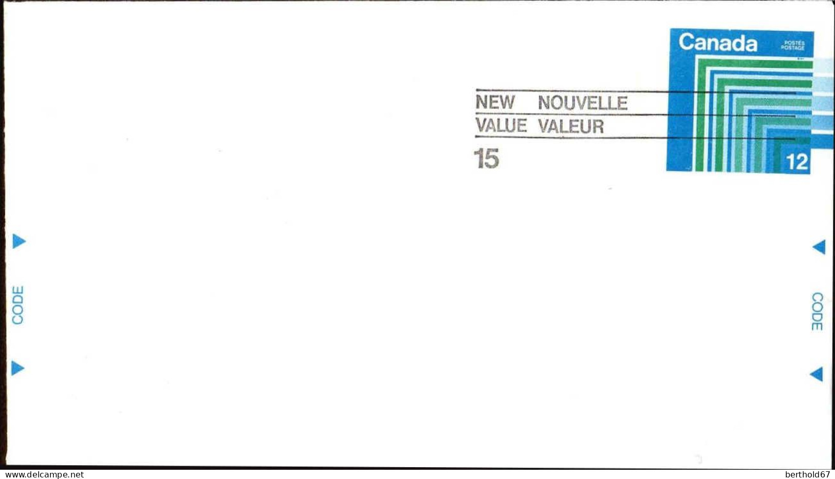 Canada Entier-P N** (105) Enveloppe Pt Format Graphisme 12 Nouvelle Valeur 15 - 1953-.... Règne D'Elizabeth II