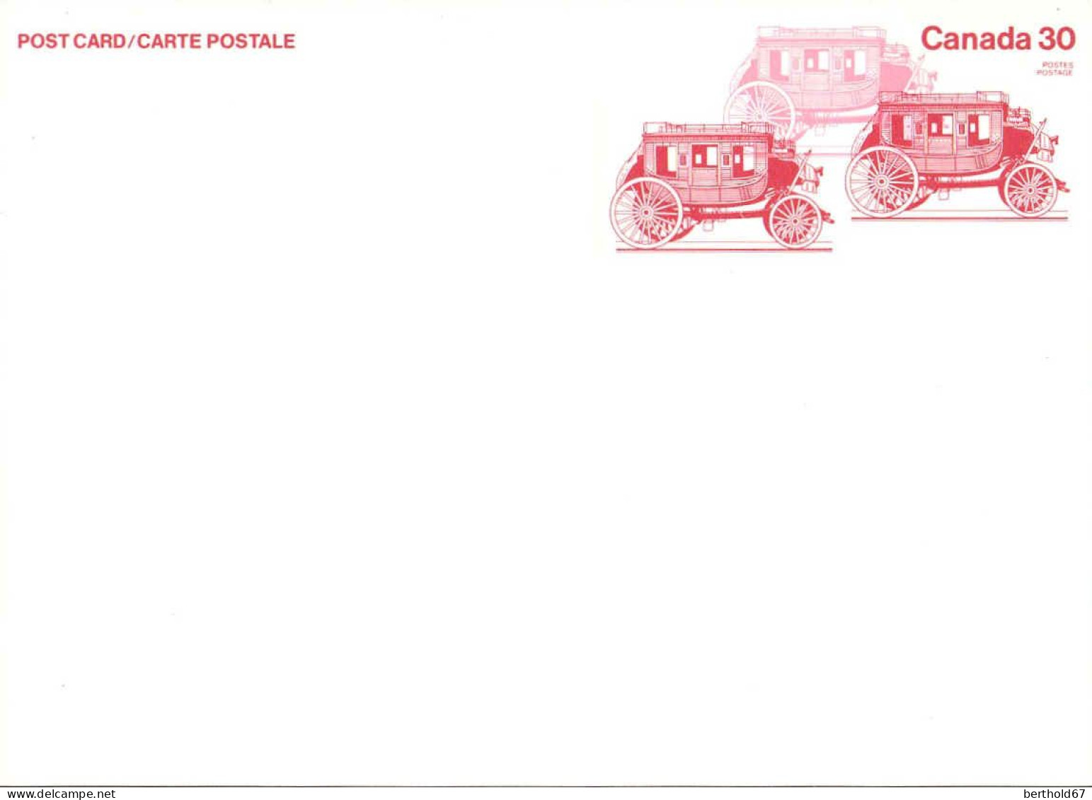 Canada Entier-P N** (102) Carte Postale 30 Diligences - 1953-.... Règne D'Elizabeth II