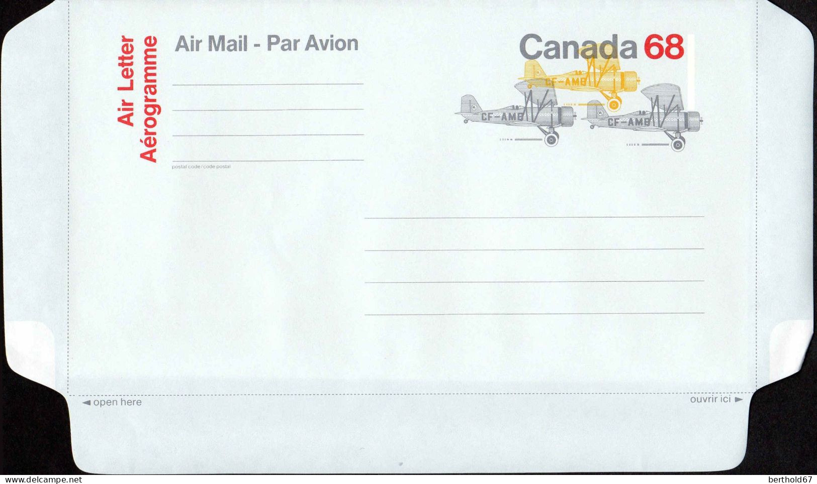 Canada Aérogr N** (104) Aérogramme 68 Avions - 1953-.... Règne D'Elizabeth II