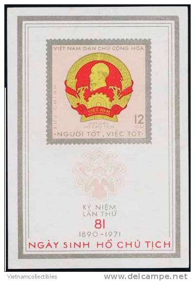 North Vietnam Viet Nam MNH Souvenir Sheet 1971 : 81st Birth Anniversary Of President Ho Chi Minh (Ms252B) - Vietnam