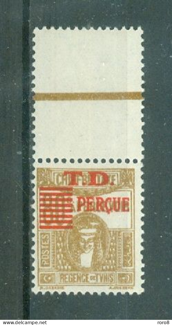 TUNISIE - TIMBRE-TAXE N° 52** MNH LUXE SCAN DU VERSO. Type De 1923-29 Joint à Une étiquette Blanche - Portomarken