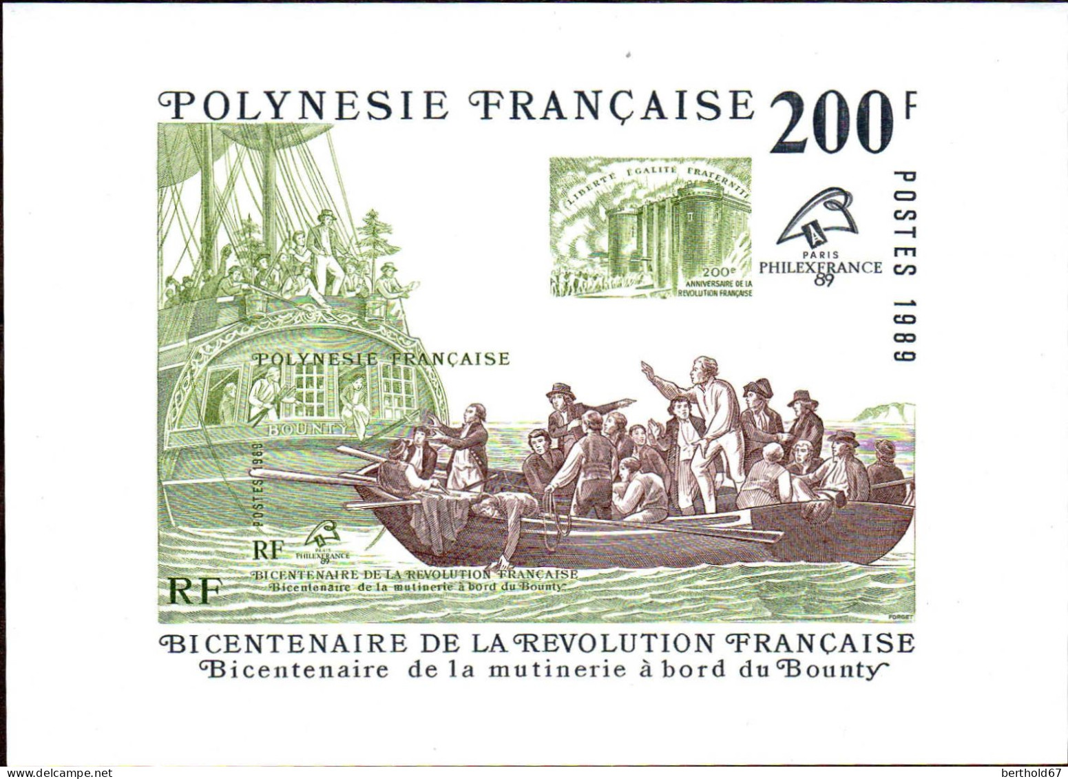 Polynésie Bloc N** Yv:15 Bicentenaire De La Révolution Française (Thème) - Révolution Française