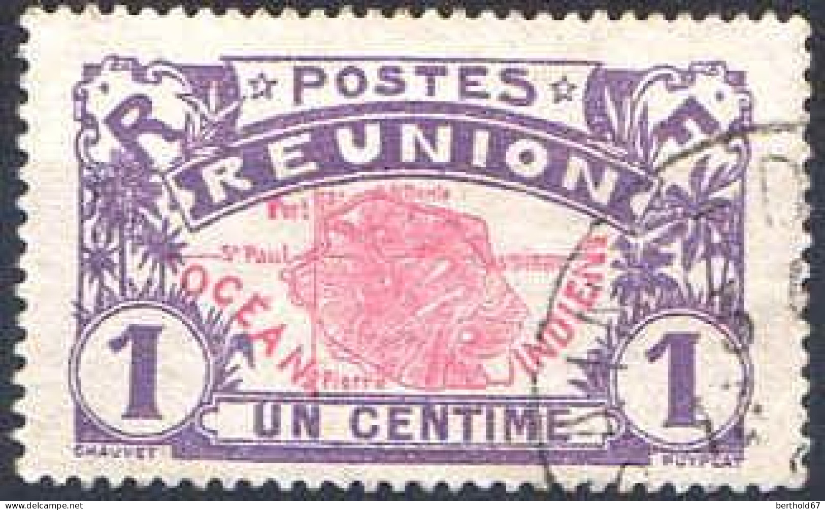 Réunion Poste Obl Yv: 56 Mi:56 Carte De L'île (TB Cachet Rond) - Oblitérés