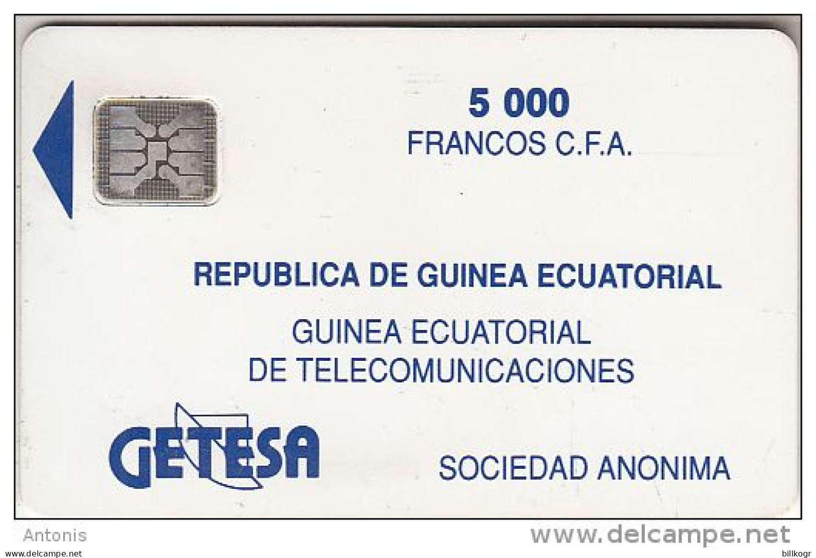 EQUATORIAL GUINEA - Getesa Logo(matt Surface), First Issue 5000 FCFA, Chip SC4, CN : 32127, Used - Equatoriaal Guinea