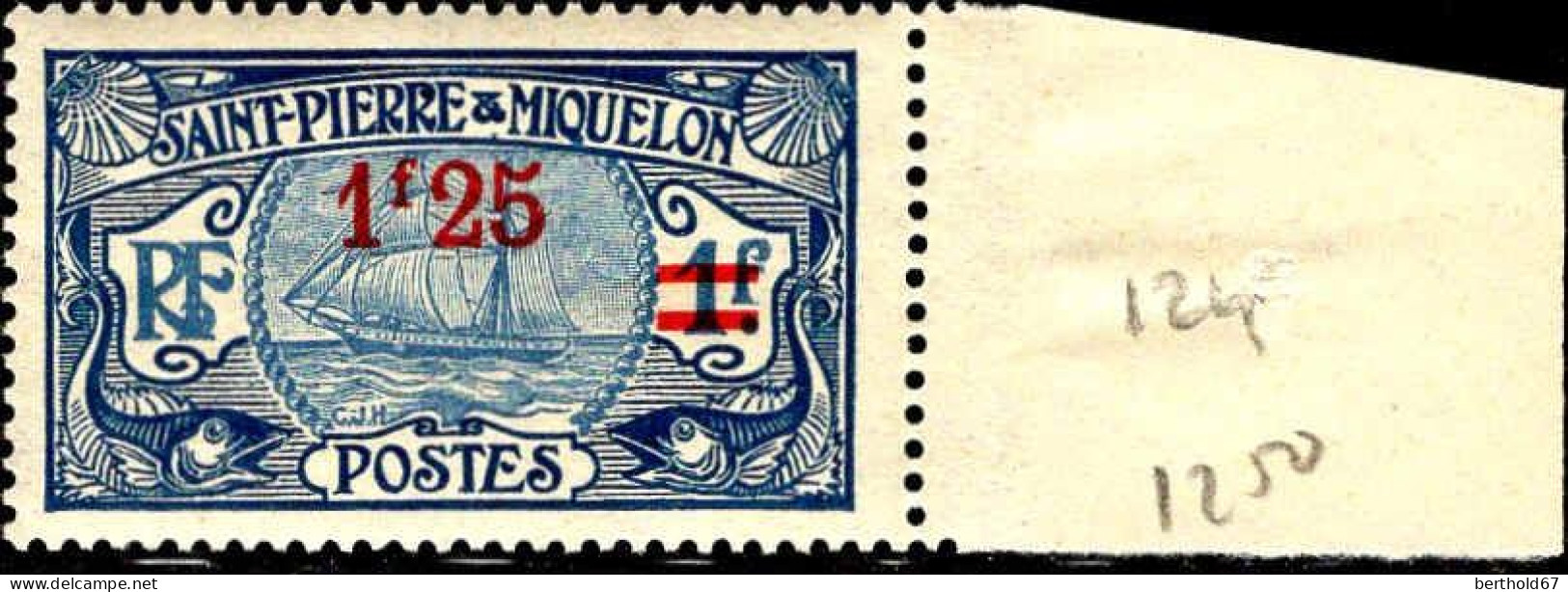 SPM Poste N** Yv: 124 Mi:124 Bateau De Pêche Bord De Feuille - Unused Stamps
