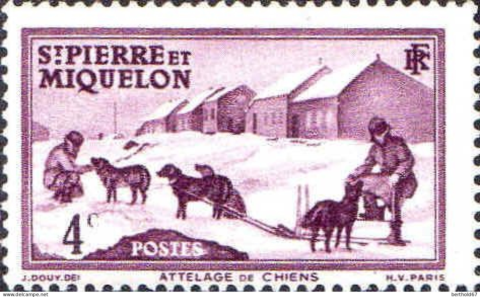 SPM Poste N* Yv: 169 Mi:172 Attelage De Chiens (Trace De Charnière) - Unused Stamps