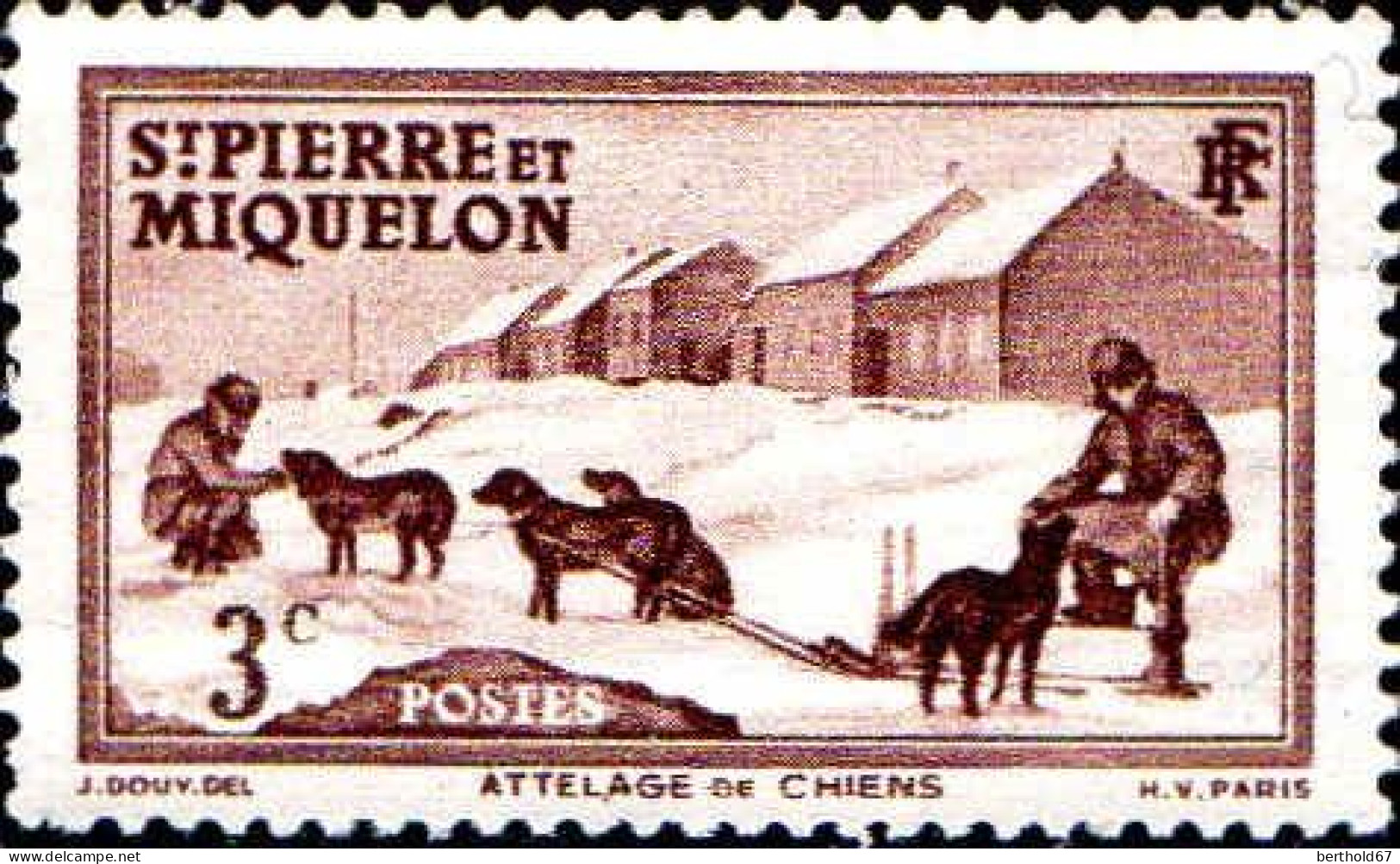 SPM Poste N* Yv: 168 Mi:171 Attelage De Chiens (Trace De Charnière) - Unused Stamps