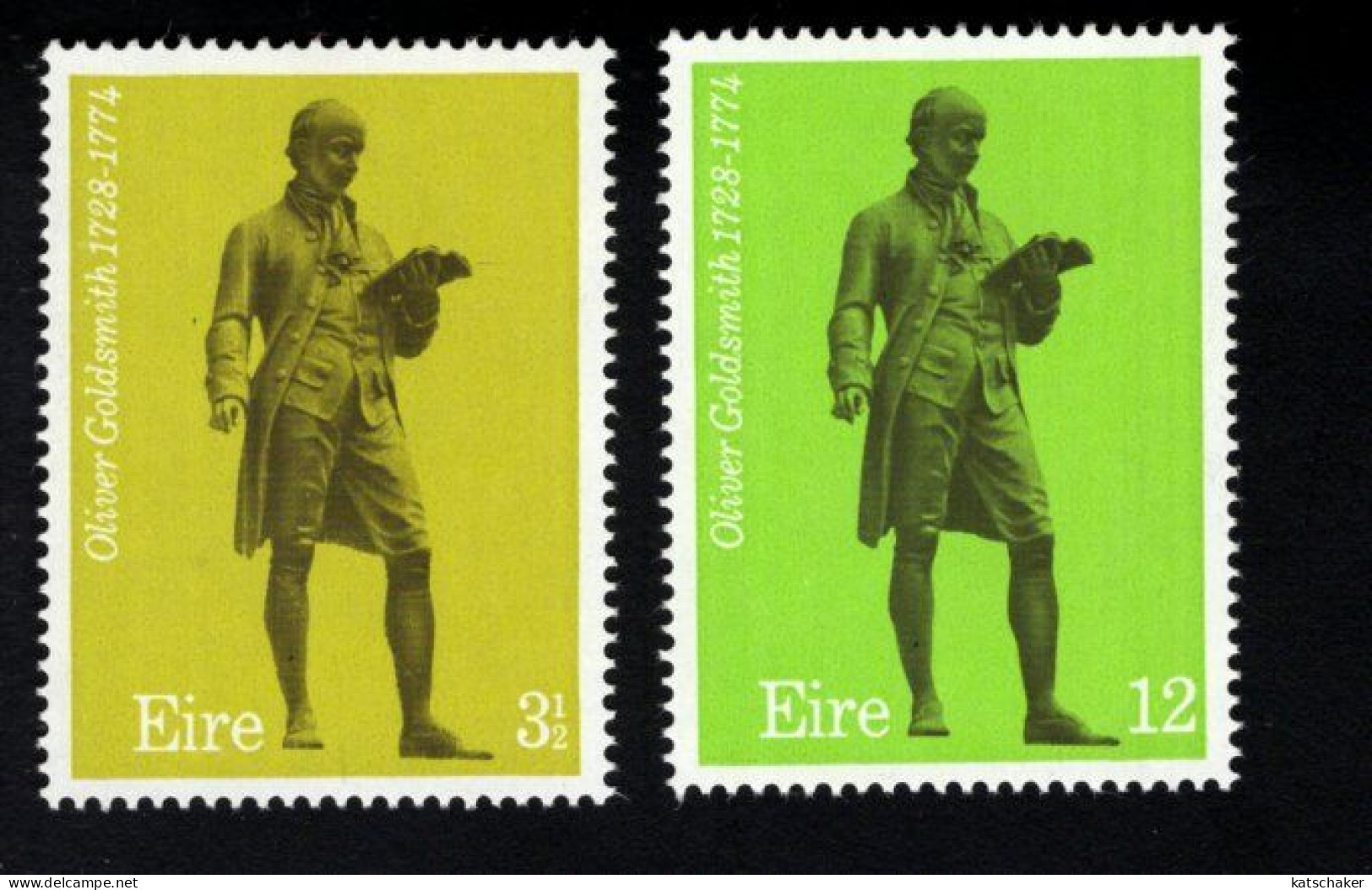 2002431536 1974  SCOTT  341 342  (XX) POSTFRIS  MINT NEVER HINGED - OLIVER GOLDSMITH BY JOHN HENRY FOLEY - WRITER - Unused Stamps