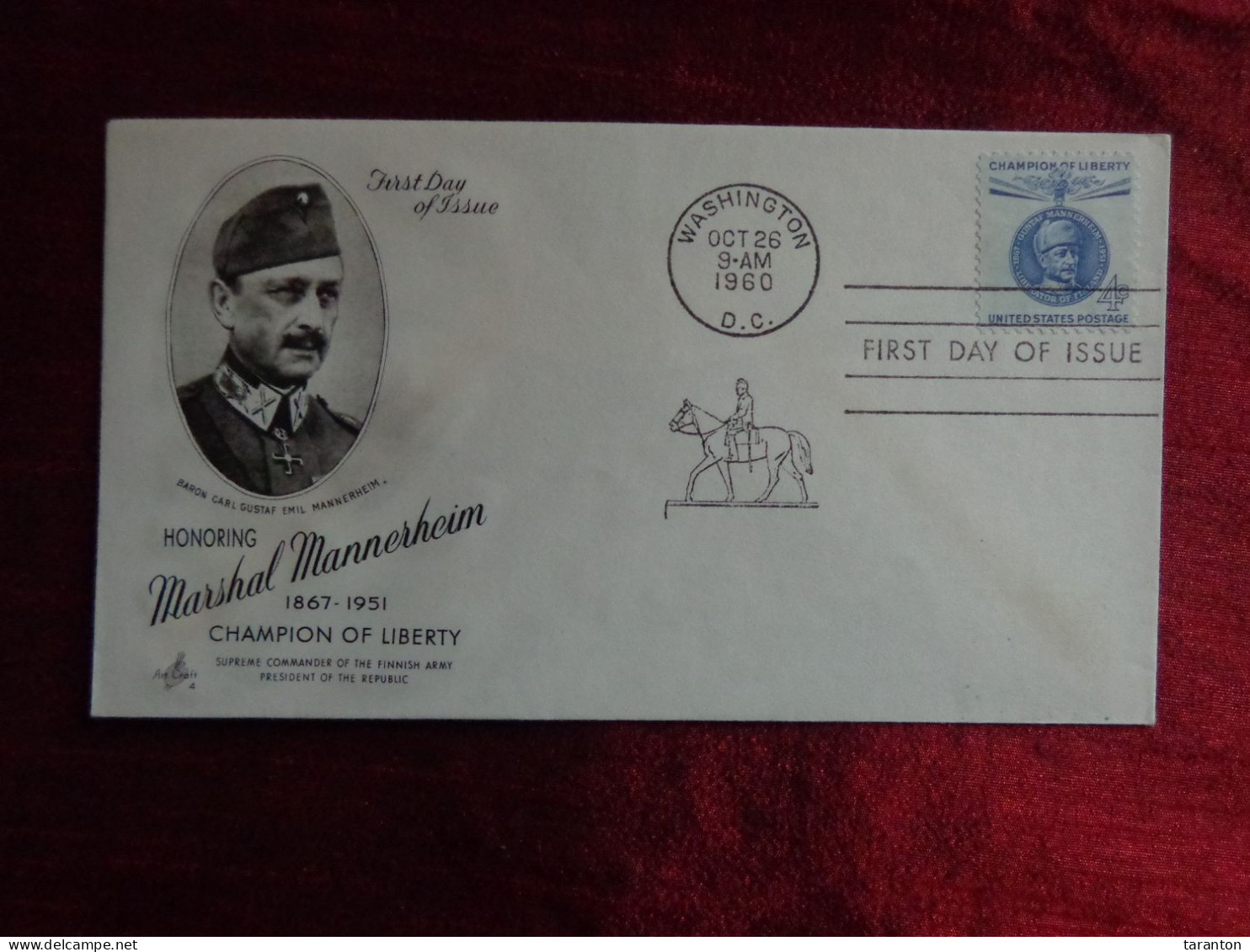 1960 - FDC- U.S.A., HONORING MARSHALL MANNERHEIM - Collections (sans Albums)