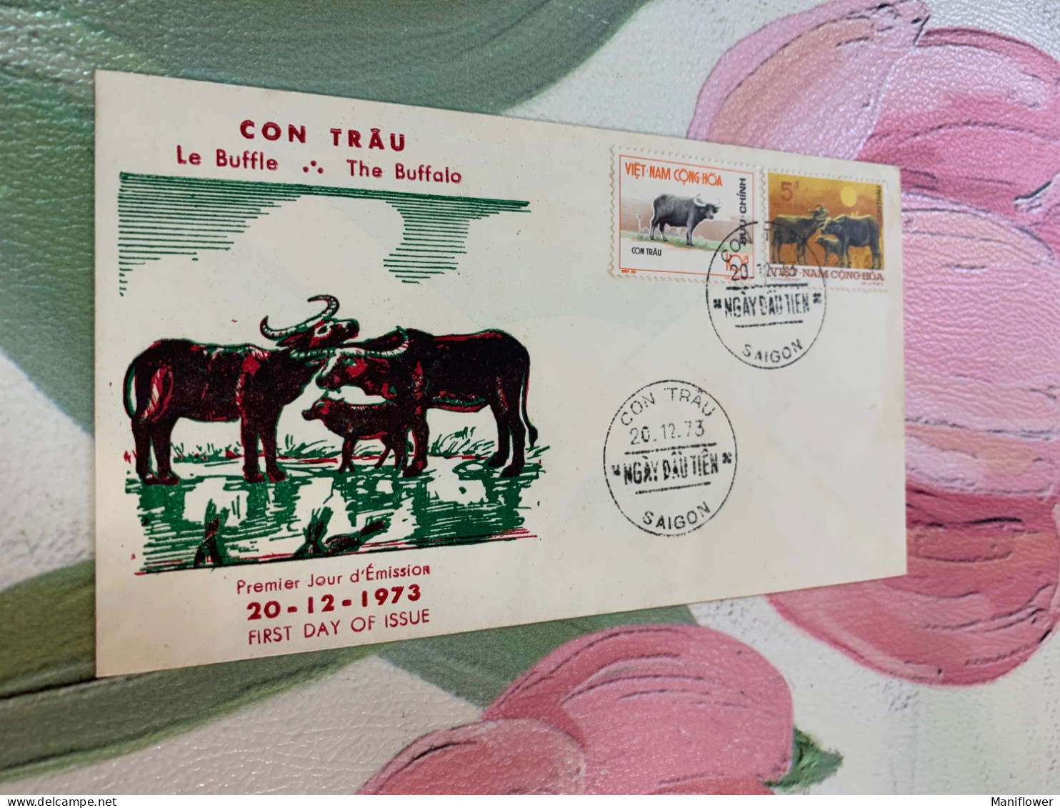 Vietnam Stamp Saigon 1973 Buffalo FDC - Vietnam