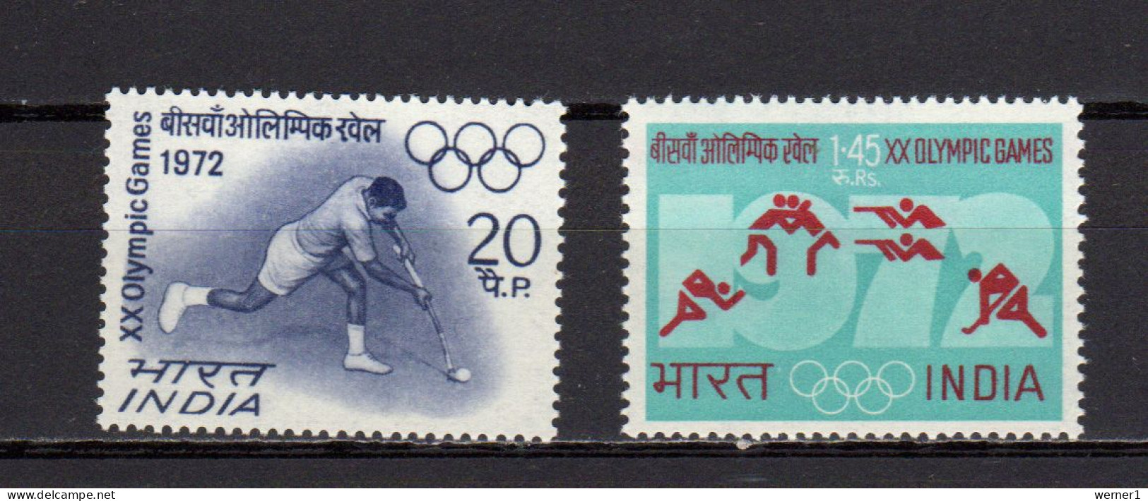 India 1972 Olympic Games Munich, Hockey, Wrestling, Shooting, Athletics Set Of 2 MNH - Summer 1972: Munich