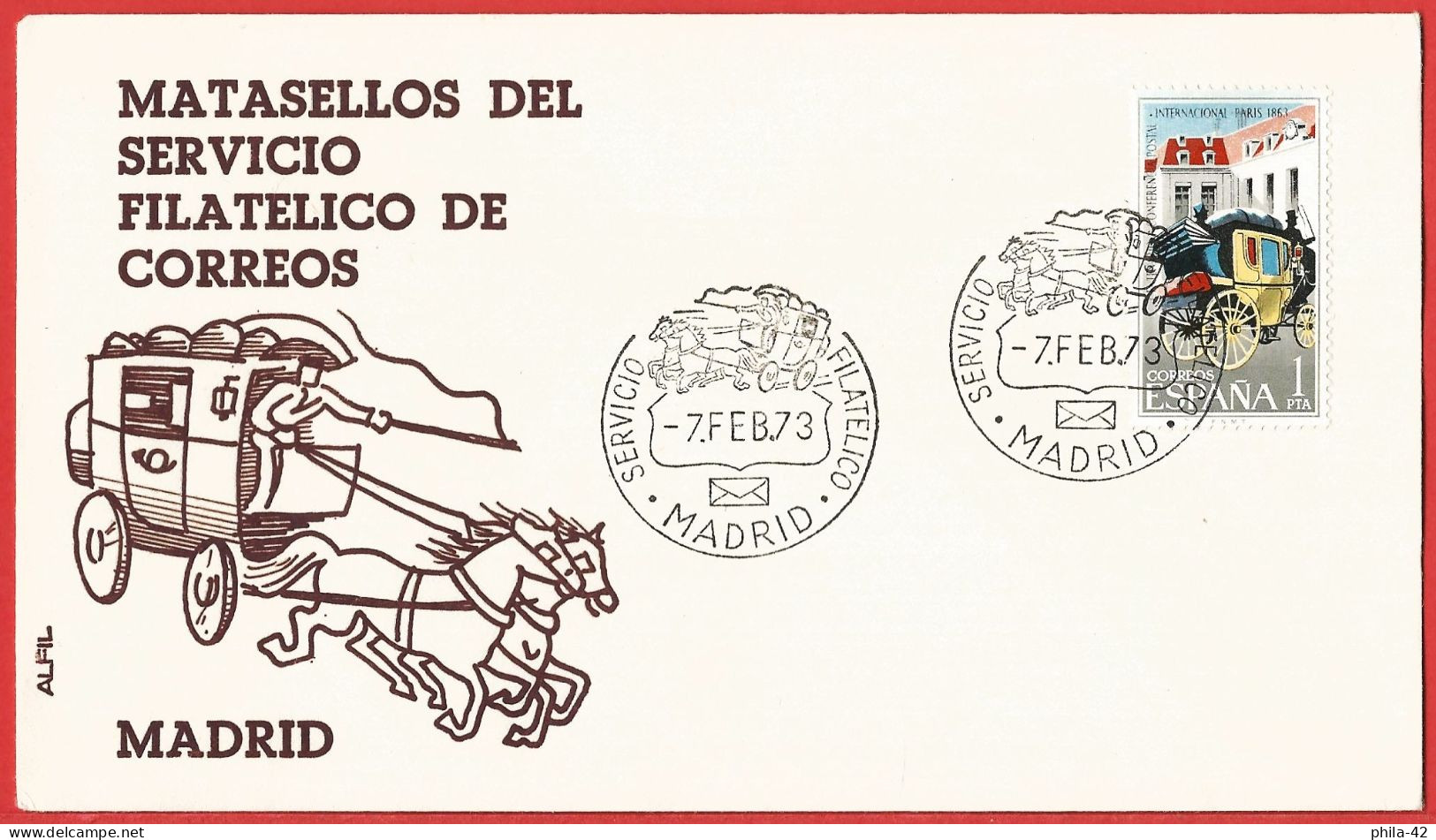 Spain 1961 - Mi 1395 - YT 1171  ( Postal Stage Coast ) FDC - Diligences