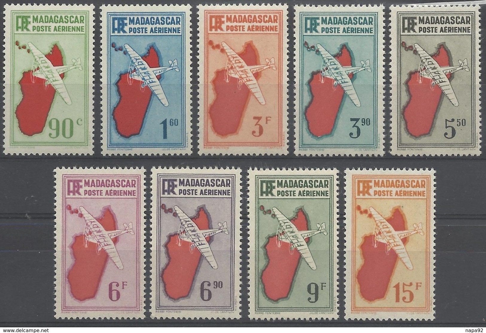 MADAGASCAR 1941 YT PA 16/24** SERIE COMPLETE** - Airmail