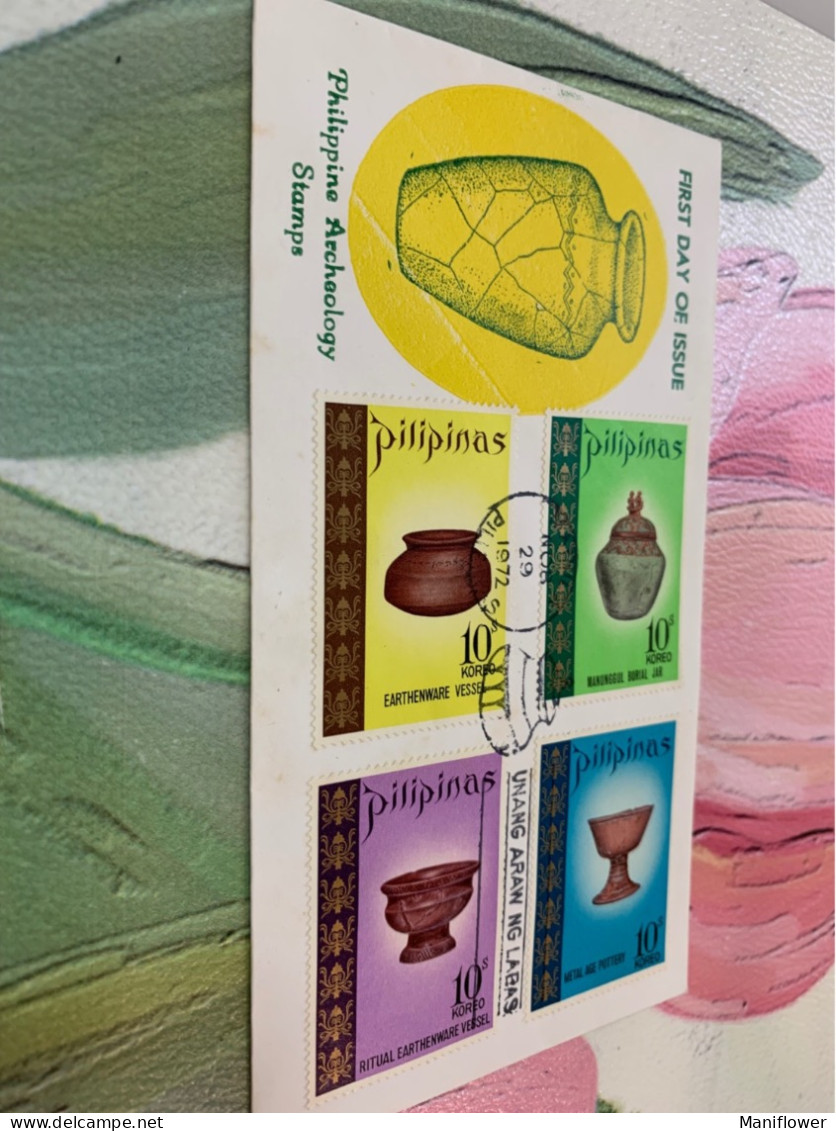 Philippines Stamp 1972 Archeology FDC - Filippine