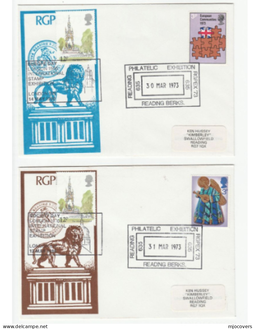 Pair Of The MAIWAND LION Statue READING  EVENT Covers GB Stamps Cover Lions Philatelic Exhibition - Félins