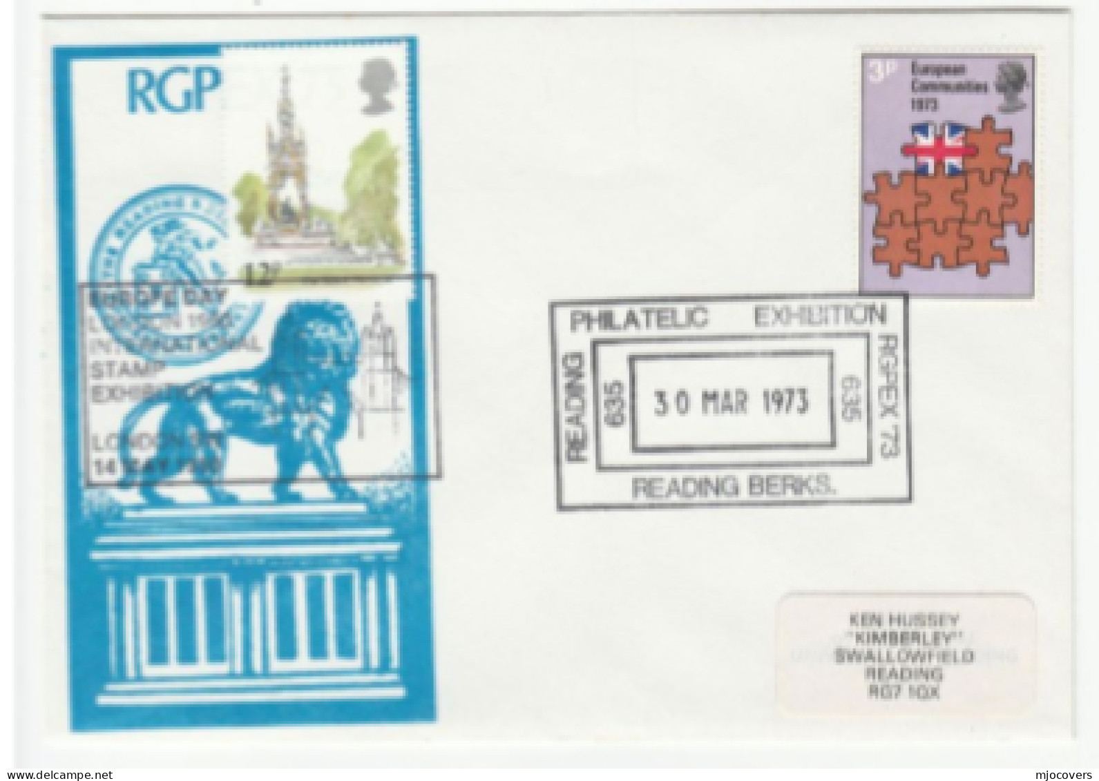 Pair Of The MAIWAND LION Statue READING  EVENT Covers GB Stamps Cover Lions Philatelic Exhibition - Félins