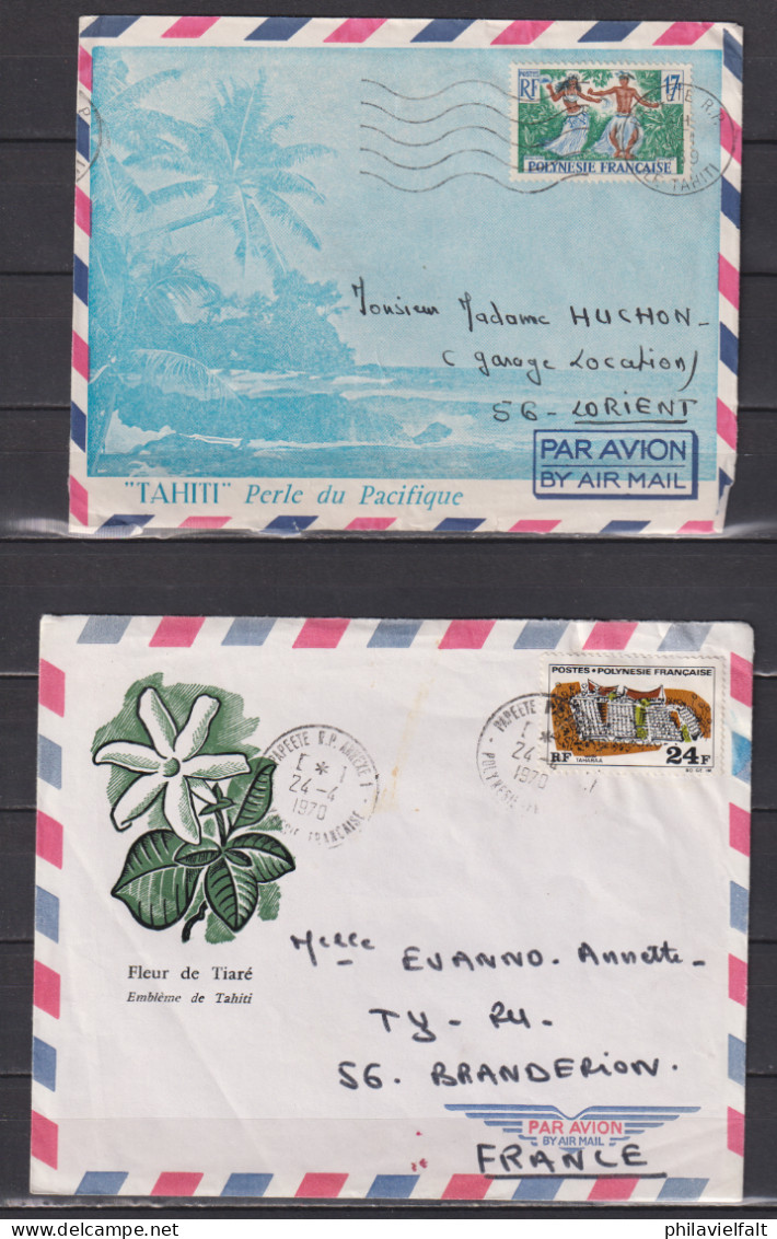 Frz. Polynesien 1969/70 Partie Briefe Mit 2x Einzelfrankatur Sowie 7x Mischfrankatur Nach Frankreich - Storia Postale