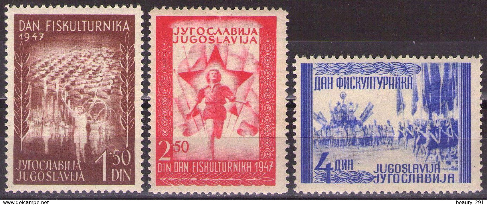 Yugoslavia 1947 Federal Sports Meeting, Mi 521-523 - MNH**VF - Nuovi