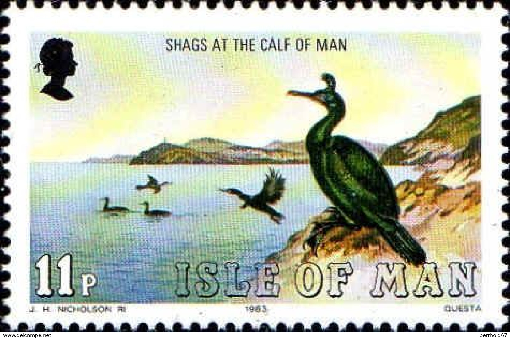 Man Poste N** Yv:224 Mi:225 Shags At The Calf Of Man - Isla De Man