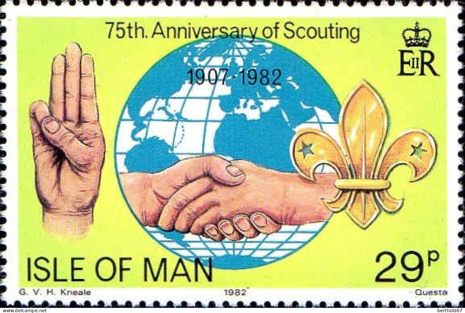 Man Poste N** Yv:202 Mi:207 75th Anniversary Of Scouting - Man (Eiland)