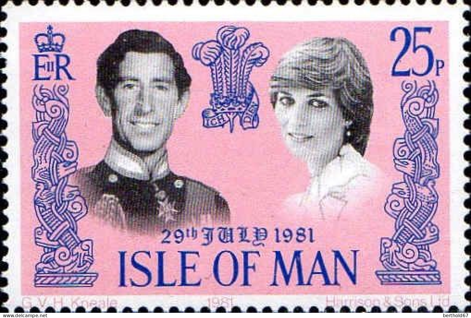 Man Poste N** Yv:190 Mi:195 29 July 1981 Prince Charles & Lady Diana - Isla De Man