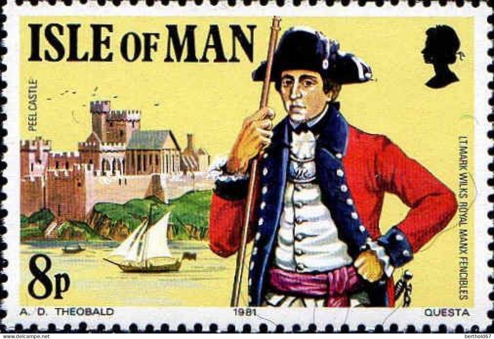 Man Poste N** Yv:185 Mi:189 Lt.Mark Wilks Royal Manx Fencibles Peel Castel - Man (Eiland)