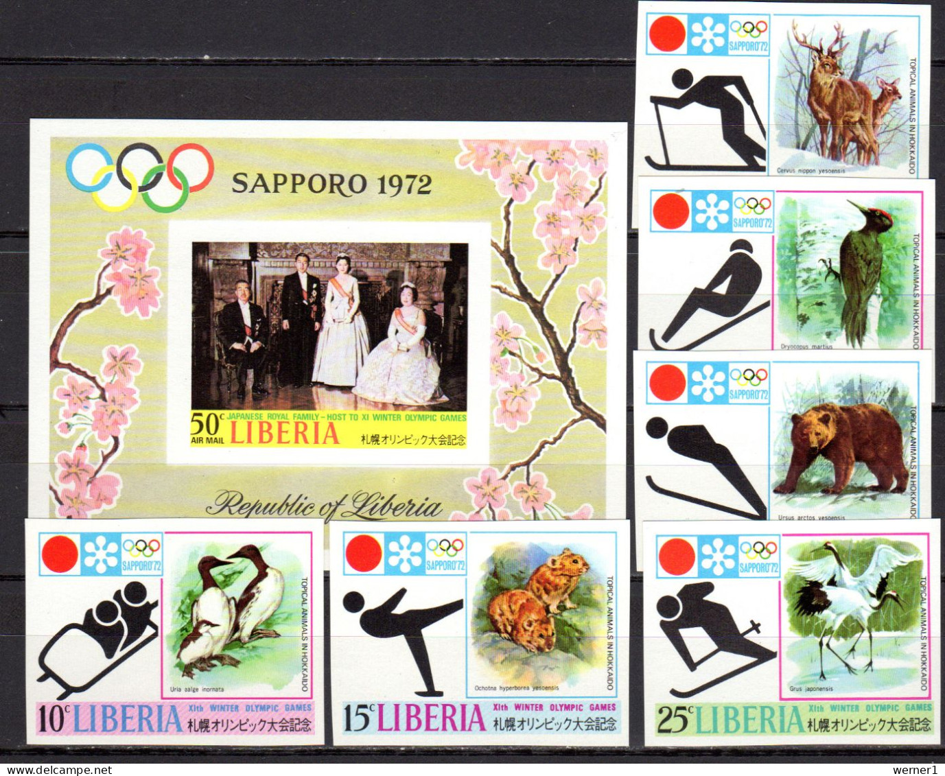 Liberia 1971  Olympic Games Sapporo Set Of 6 + S/s Imperf. MNH - Winter 1972: Sapporo