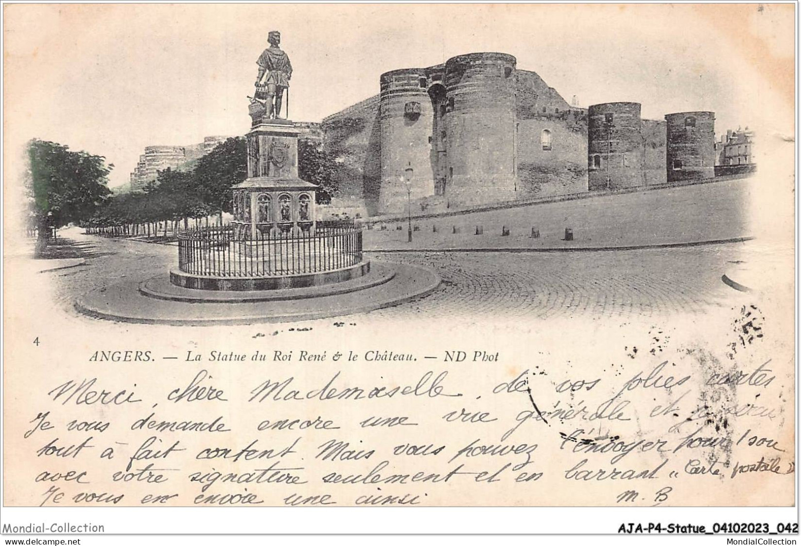 AJAP4-STATUE-0326 - ANGERS - La Statue Du Roi René Et Le Château  - Monuments