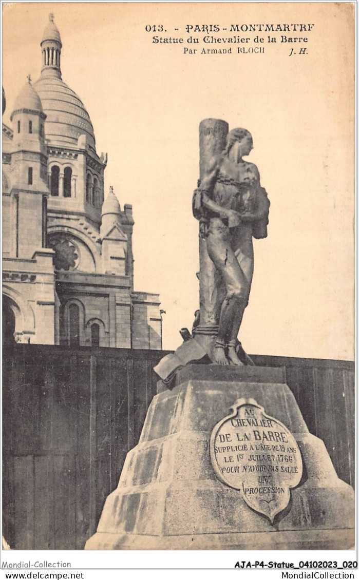 AJAP4-STATUE-0315 - PARIS-MONTMARTRE - Statue Du Chevalier De La Barre  - Monuments