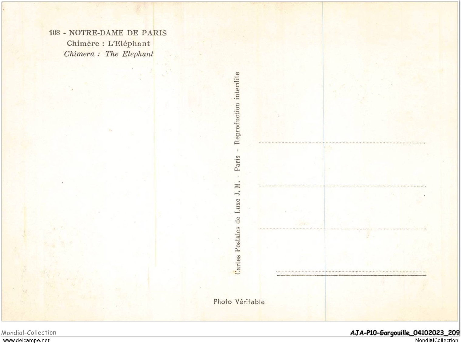 AJAP10-GARGOUILLE-0997 - Notre-dame De PARIS - Chimière - L'éléphant  - Autres & Non Classés