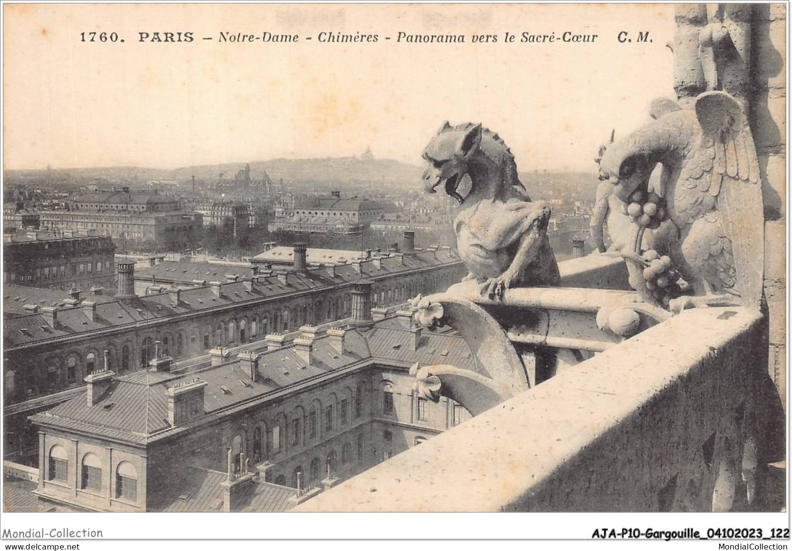 AJAP10-GARGOUILLE-0954 - PARIS - Notre-dame - Chimère - Panorama Vers Le Sacré-coeur  - Autres & Non Classés