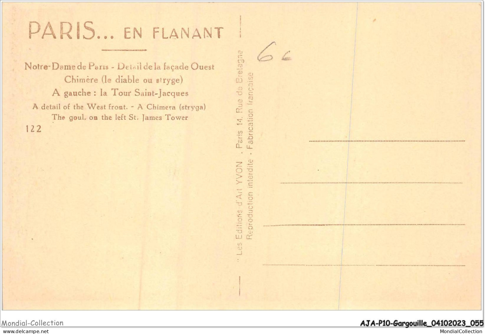 AJAP10-GARGOUILLE-0920 - Notre-dame De PARIS - Détail De La Façade Ouest - Chimère - Le Diable Ou Stryge  - Sonstige & Ohne Zuordnung