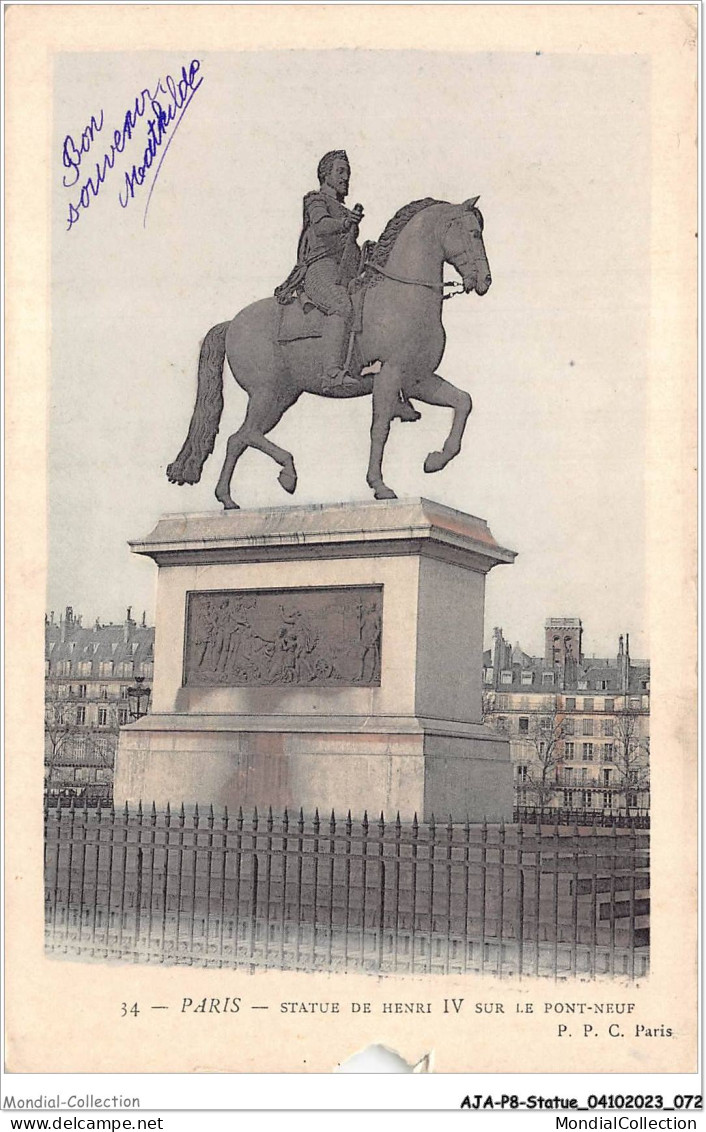 AJAP8-STATUE-0724 - PARIS - Statue De Henry IV Sur Le Pont-neuf - Denkmäler