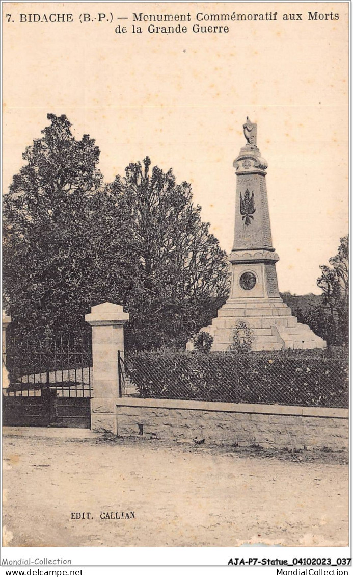 AJAP7-STATUE-0625 - BIDACHE - Monument Commémoratif Aux Morts De La Grande Guerre   - Monuments