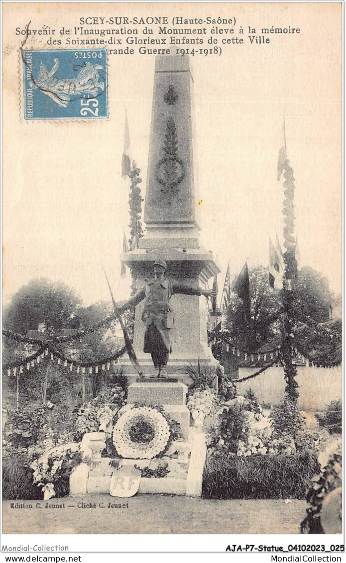 AJAP7-STATUE-0619 - SCEY-SUR-SAONE - Souvenir De L'inauguration Du Monument éleve à La Mémoire  - Denkmäler