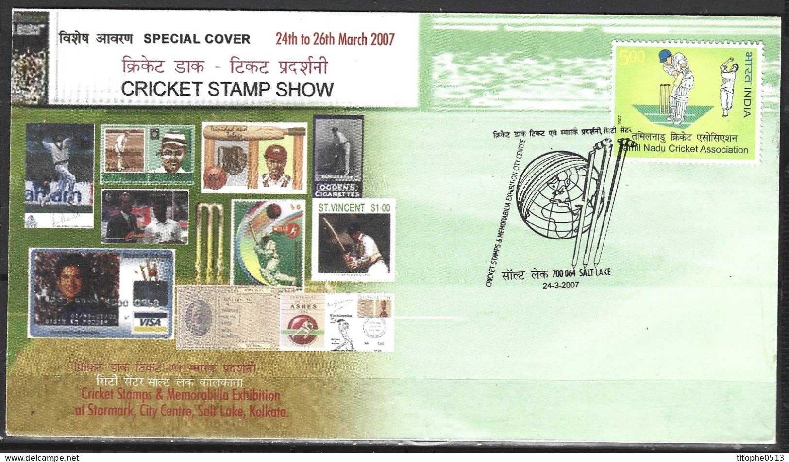 INDE. Enveloppe Commémorative De 2007. Cricket Stamp Show. - Cricket