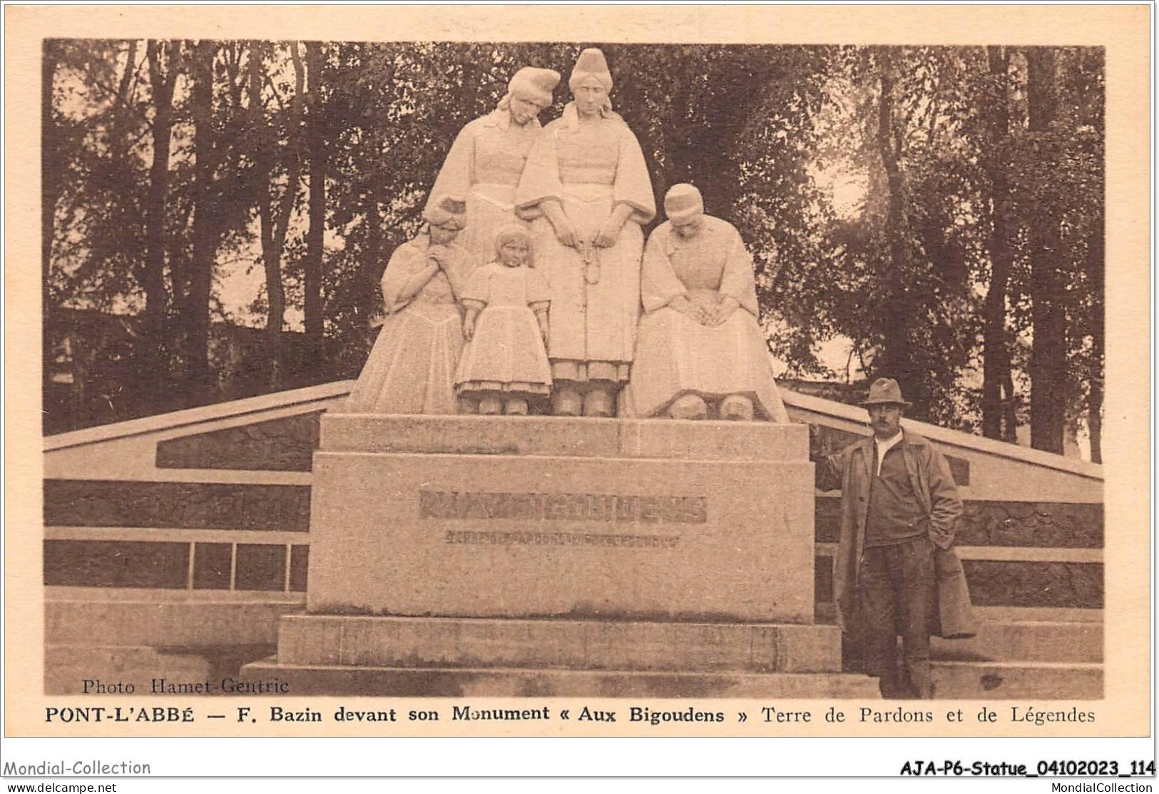 AJAP6-STATUE-0571 - PONT-L'ABBE - Bazin Devant Son Monument Aux Bigoudens  - Monuments