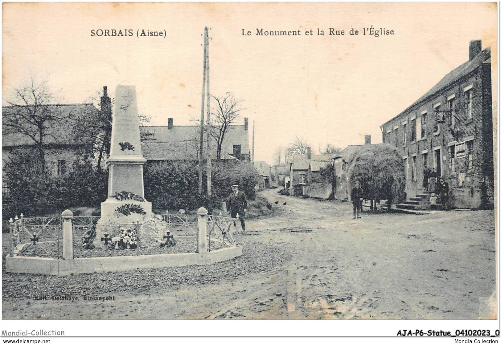 AJAP6-STATUE-0514 - SORBAIS - Le Monument Et Rue De L'église  - Monumenten