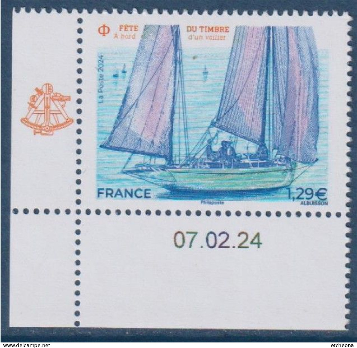 Fête Du Timbre 2024 "A Bord D'un Voilier" En Coin Avec La Date 07.02.24 Neuf Gommé - Stamp's Day
